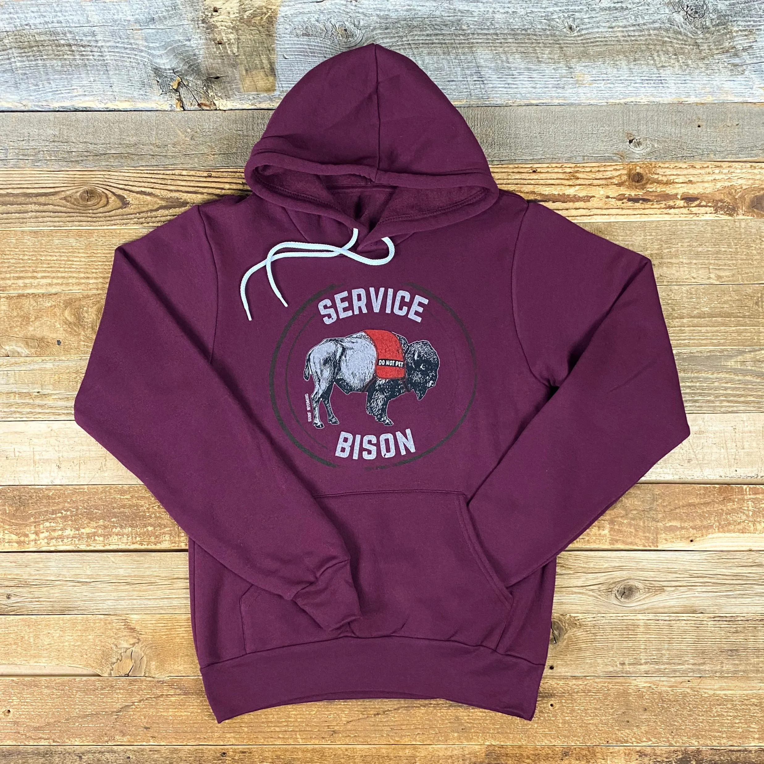 Surf Wyoming® Service Bison Fleece Hoodie - Maroon