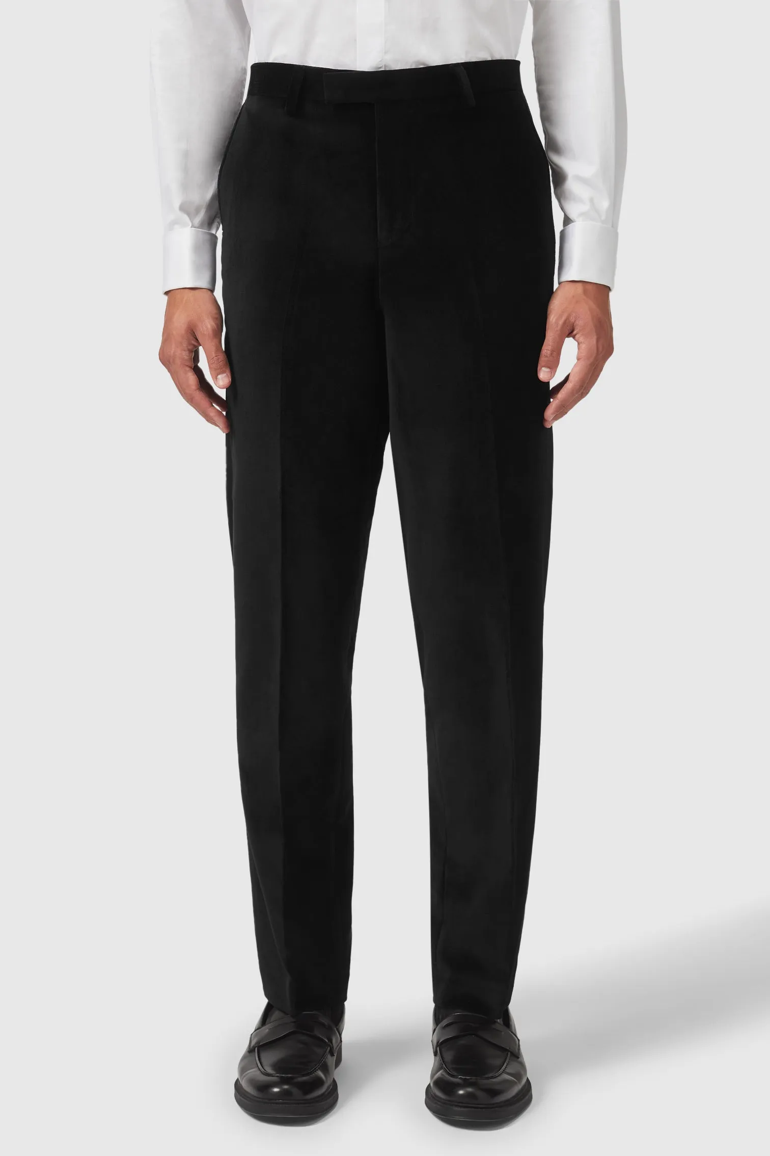 Sylvester Skinny Fit Black Velvet Tuxedo Trousers