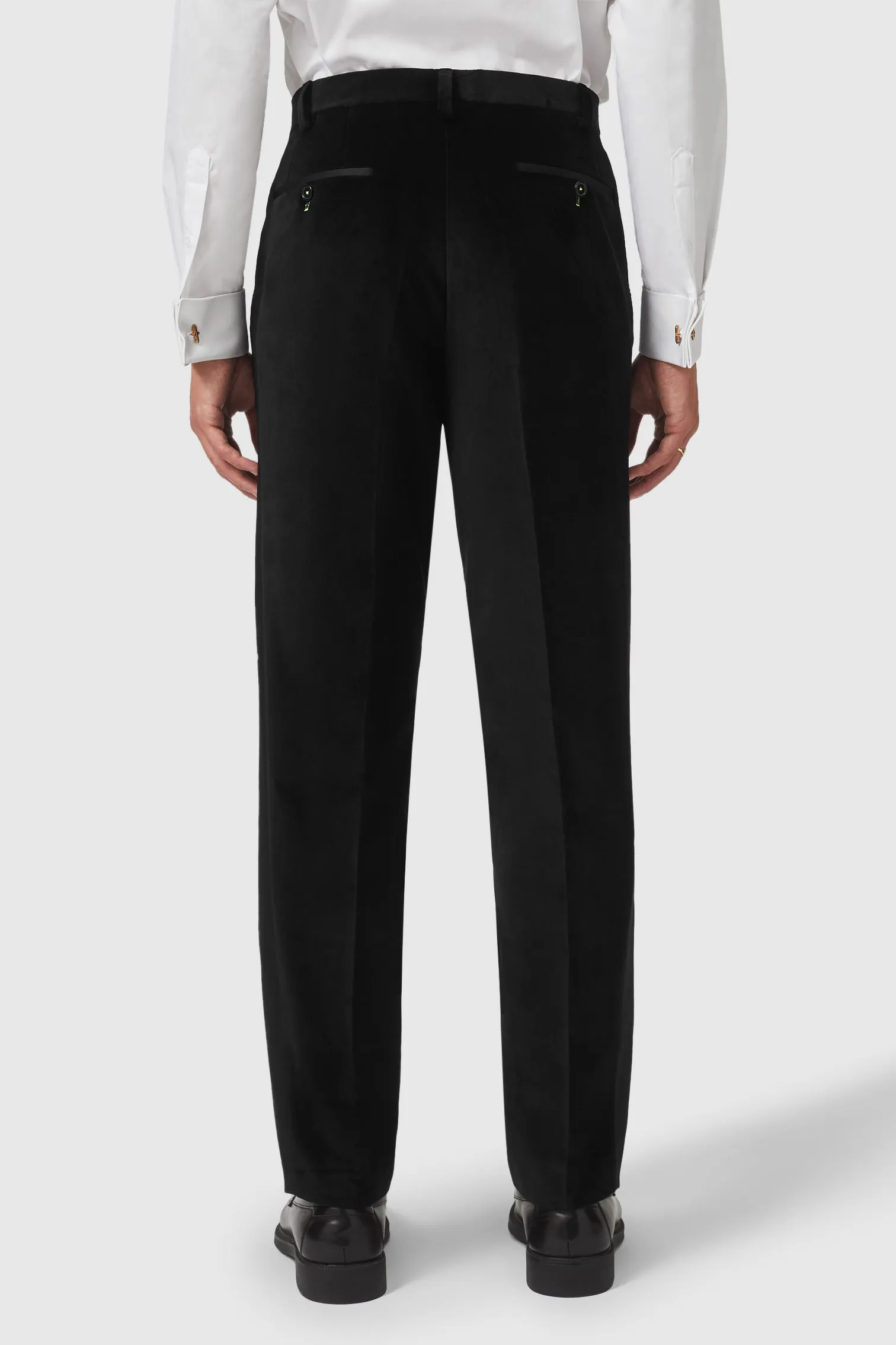 Sylvester Skinny Fit Black Velvet Tuxedo Trousers