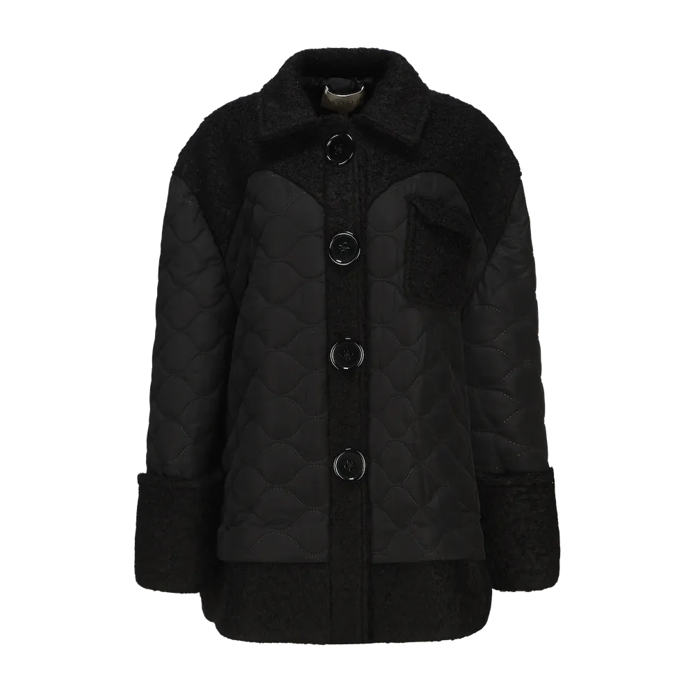 Teddy Quited Coat -Black