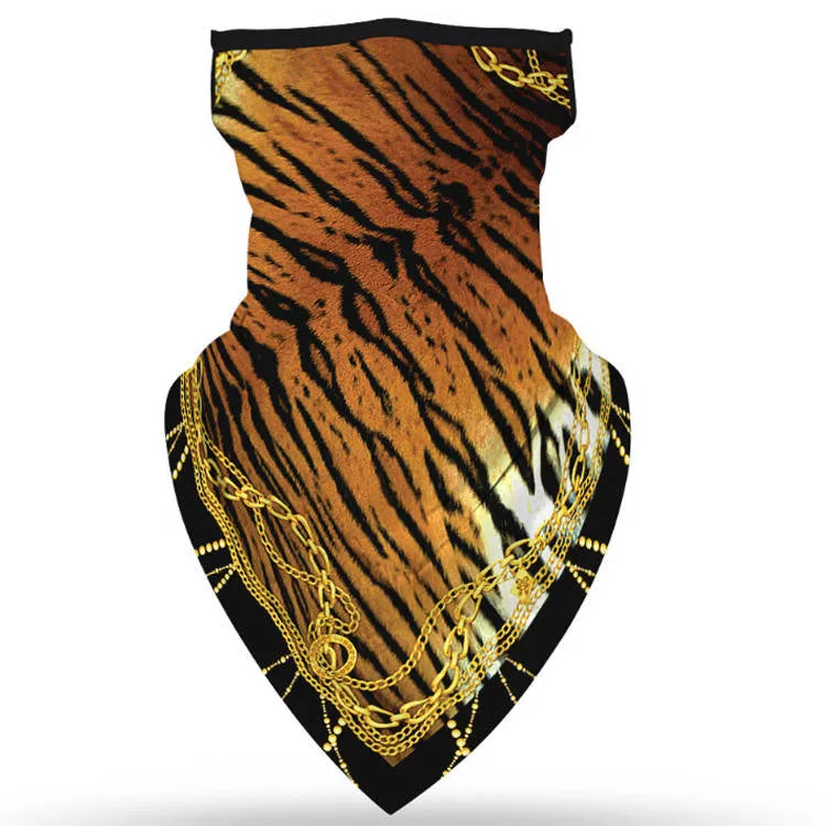 Unisex Face Scarf Bandana with Ear Loops Tiger