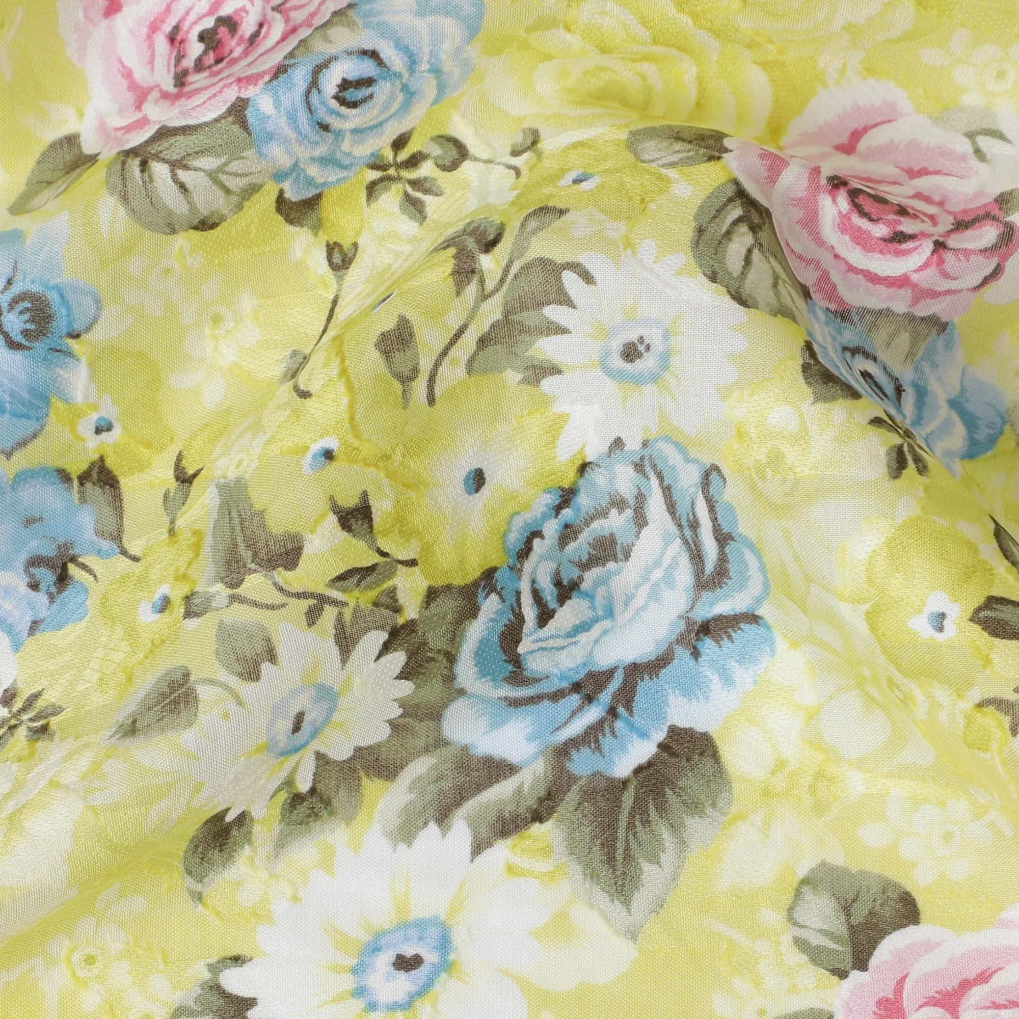 Uragiri Cotton Voile Fabric - Lemon Chiffon with Floral Print, 110 cm Wide, Japanese Craftsmanship-D17727