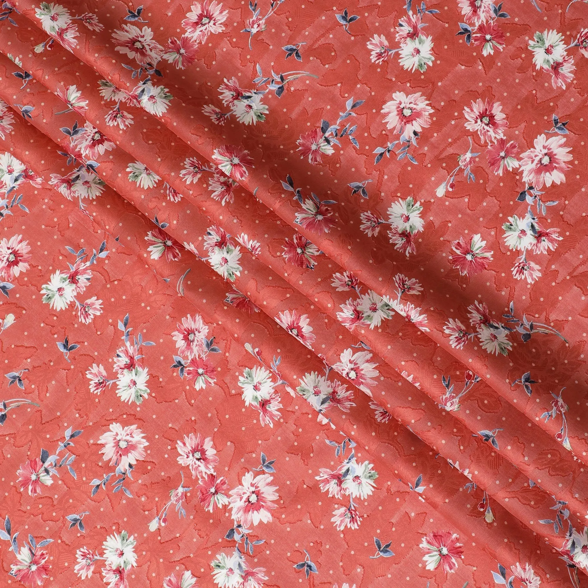 Uragiri Red Floral Cotton Voile Fabric, Lightweight - 110cm Width, Japanese Textile-D17734