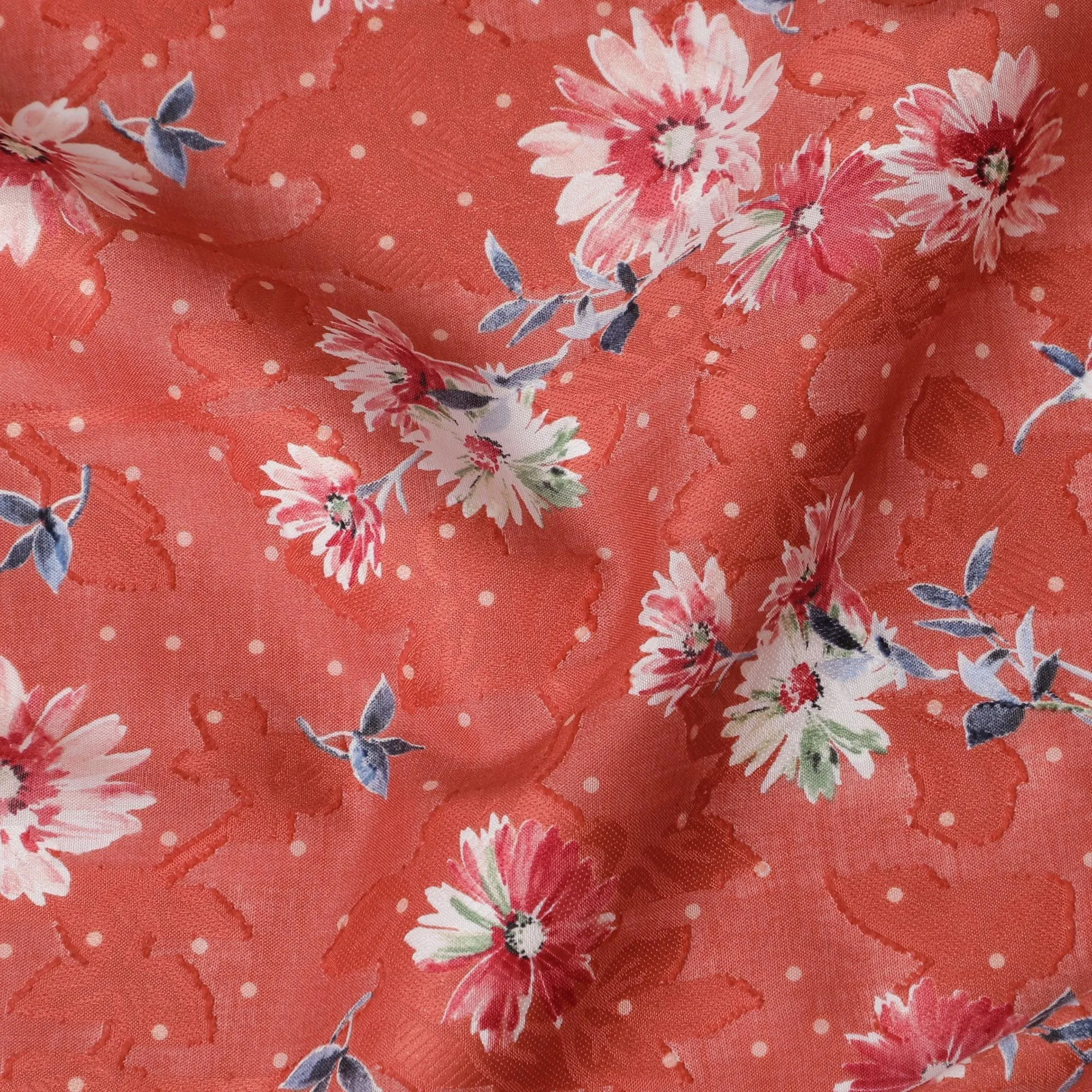 Uragiri Red Floral Cotton Voile Fabric, Lightweight - 110cm Width, Japanese Textile-D17734