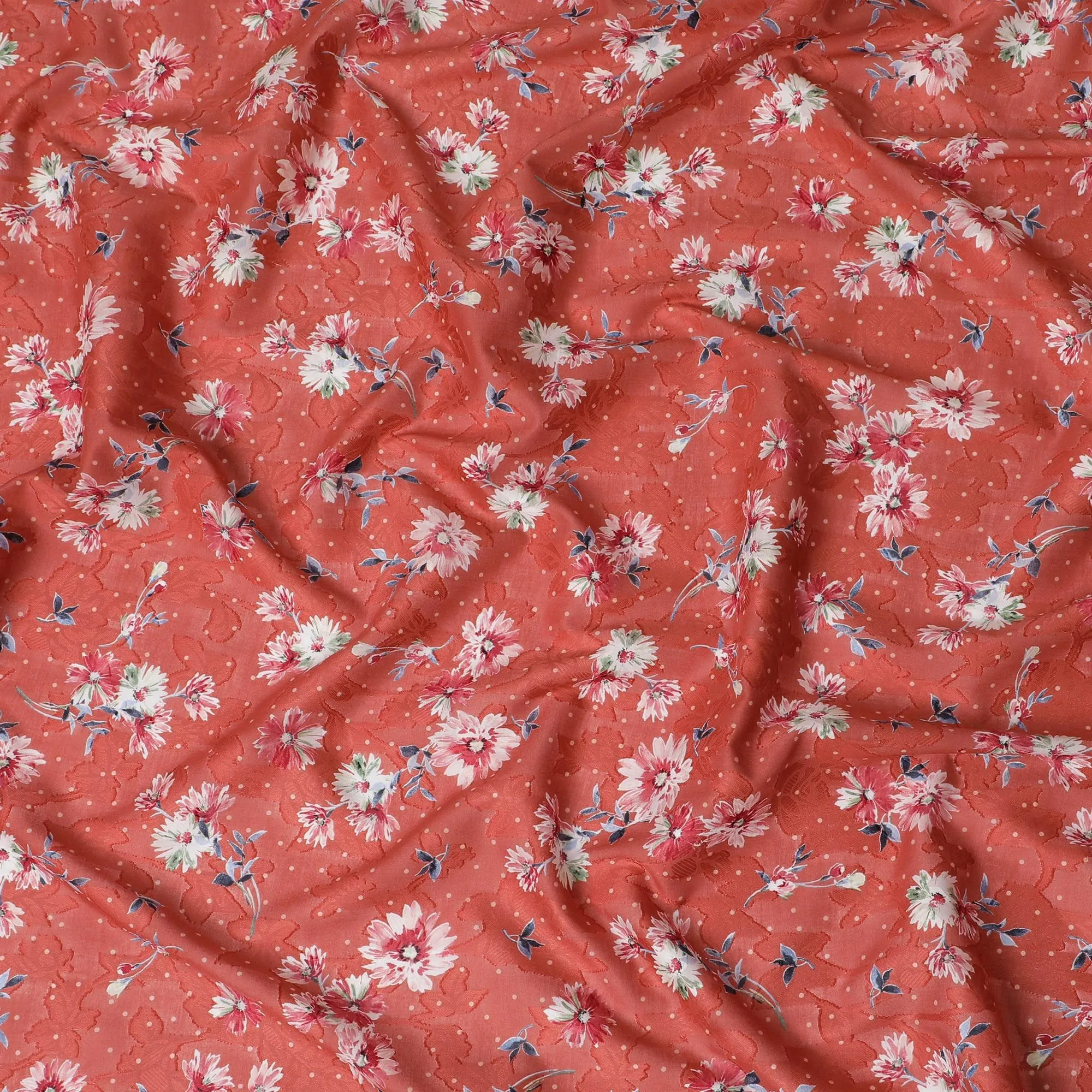 Uragiri Red Floral Cotton Voile Fabric, Lightweight - 110cm Width, Japanese Textile-D17734