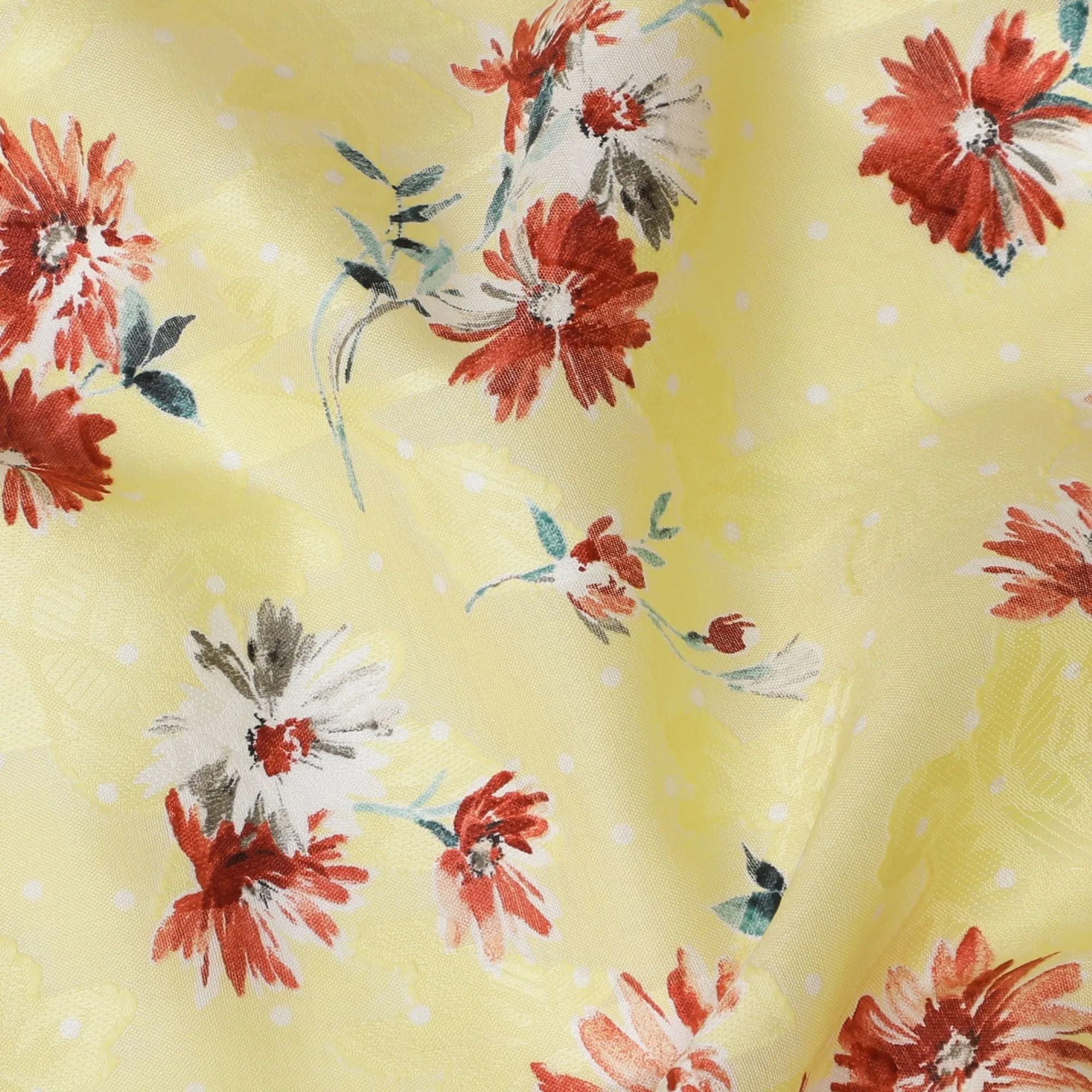 Uragiri Yellow Field Cotton Voile Fabric - Japanese Floral Print, 110cm Width-D17738