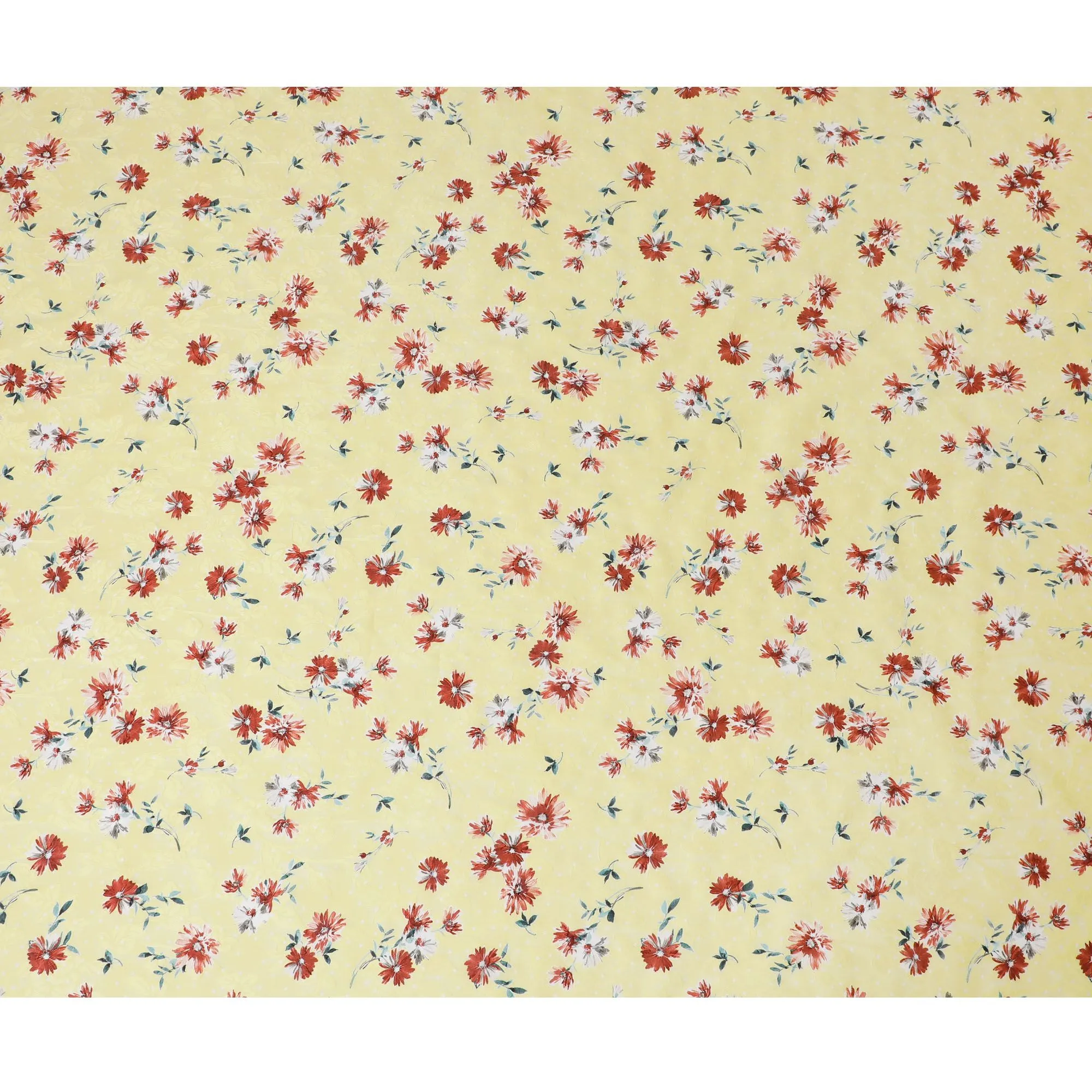 Uragiri Yellow Field Cotton Voile Fabric - Japanese Floral Print, 110cm Width-D17738