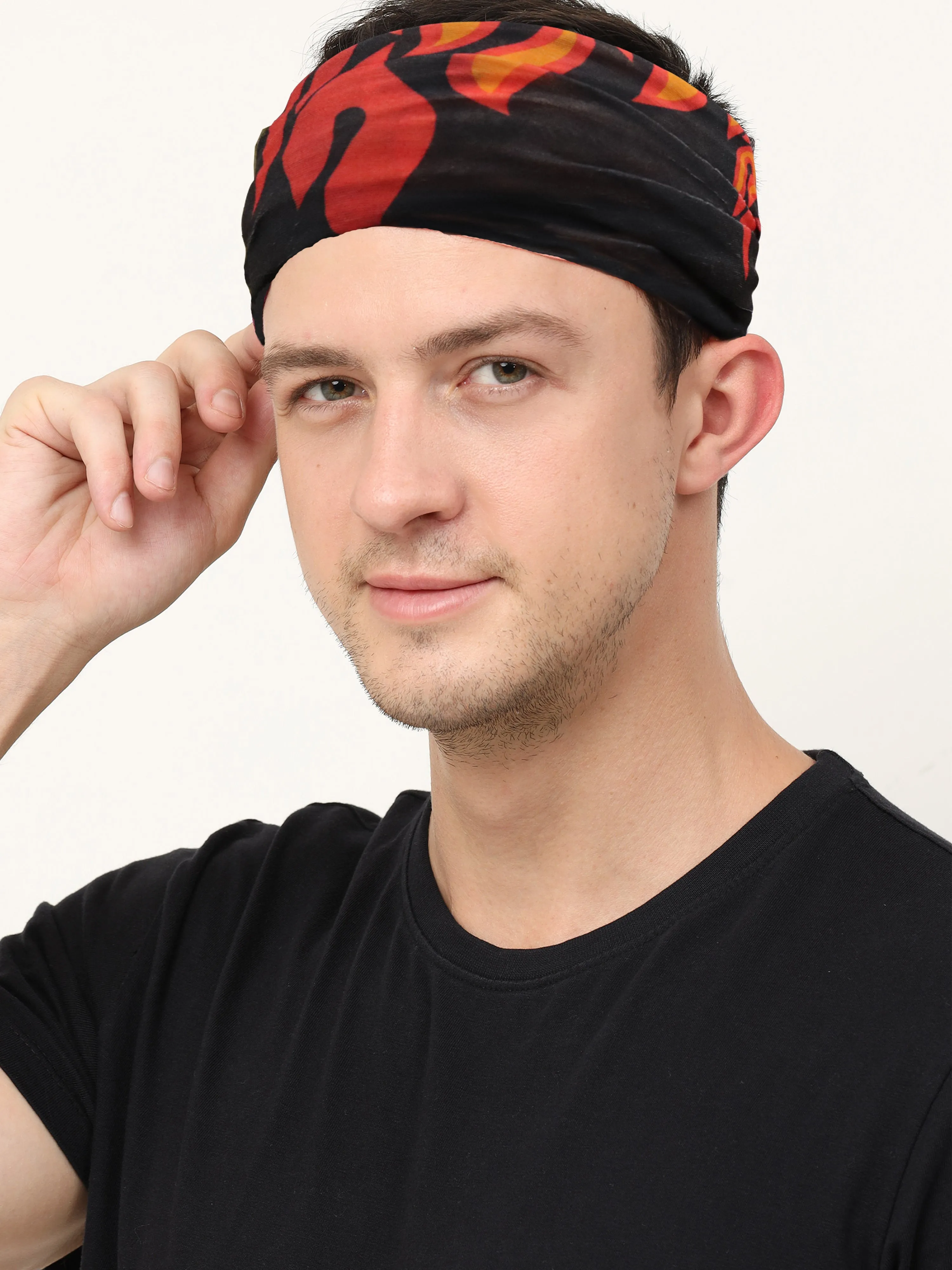 UrGear Men Women Unisex Adults and Kids Red Black Printed Bamboo Anti Microbial Multipurpose FREE SIZE Bandana Online India - urgear.