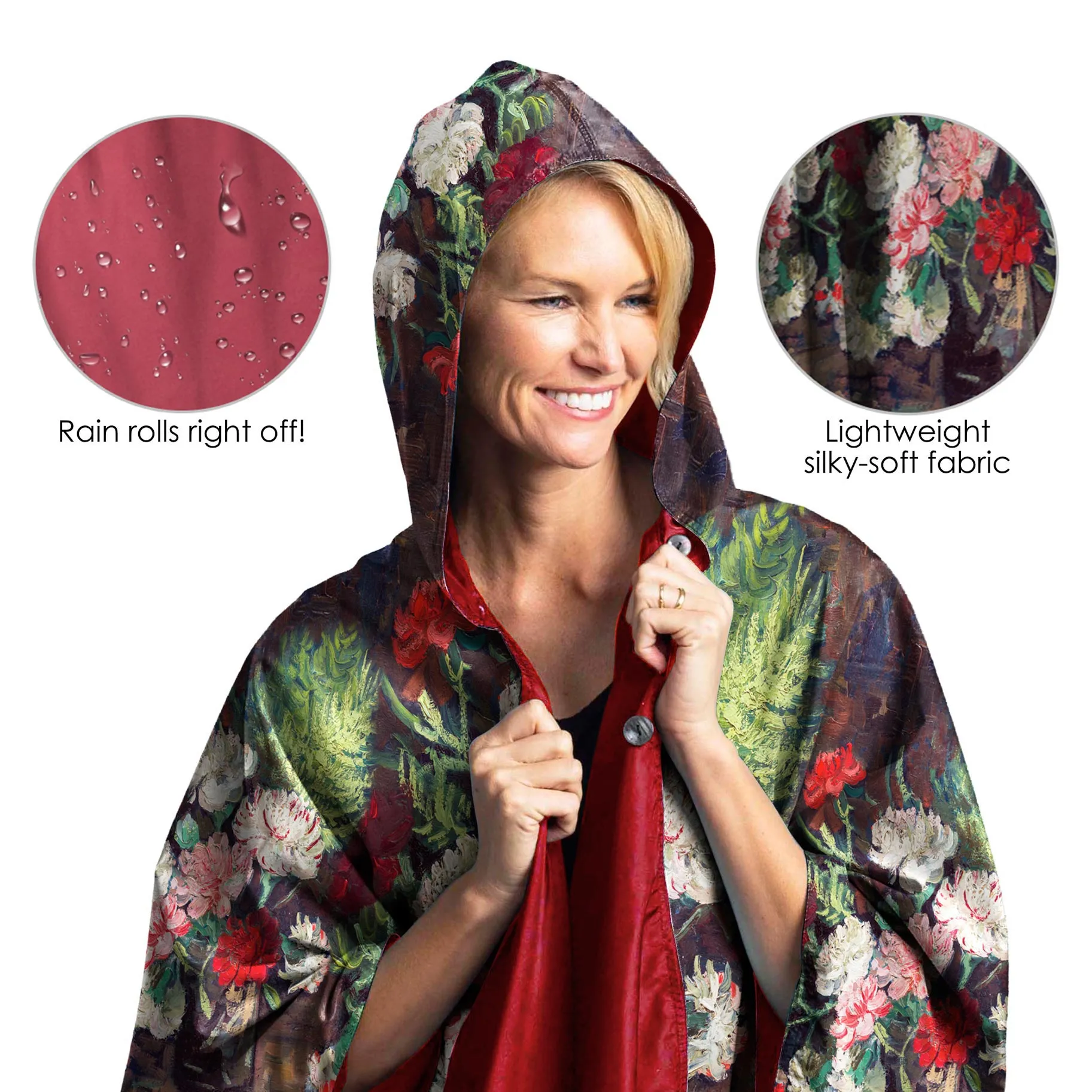 van Gogh Still Life with Carnations Womens Rain Cape