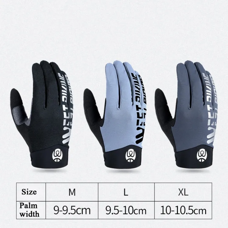 WEST BIKING YP0211214 Long Finger Shock Absorption Non-Slip Touch Screen Gloves Cycling Sports Gloves, Size: L(Gray)