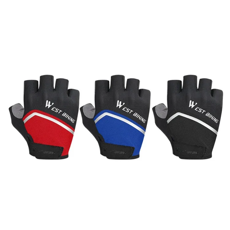 WEST BIKING YP0211222 Bicycle Riding Shock-Absorbing Half-Finger Gloves, Size: XL(Black Red)