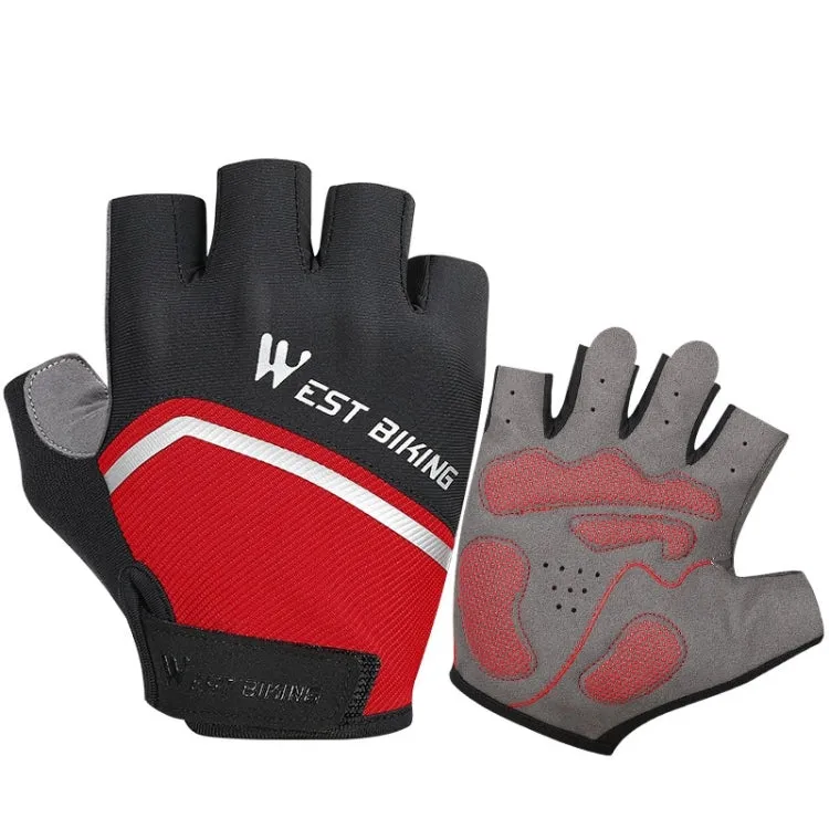 WEST BIKING YP0211222 Bicycle Riding Shock-Absorbing Half-Finger Gloves, Size: XL(Black Red)