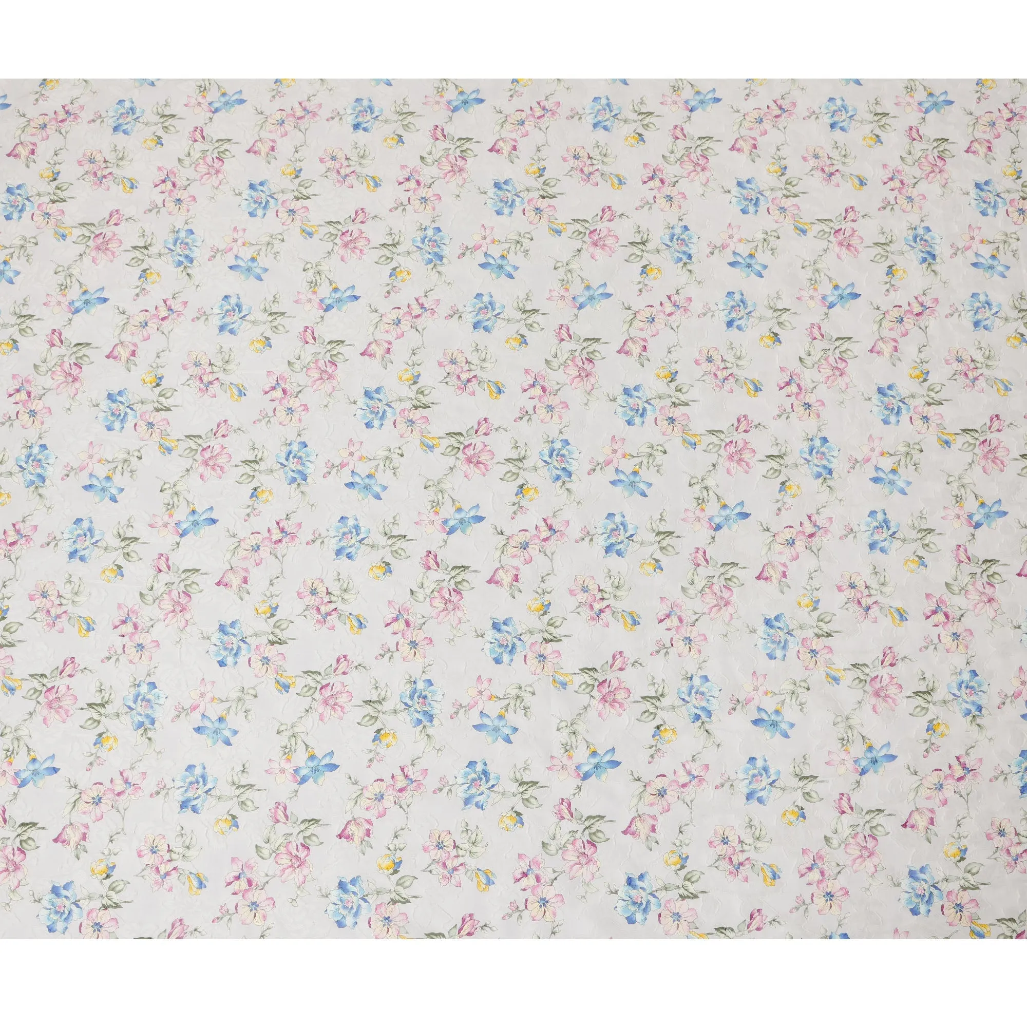 White Floral Cotton Uragiri Voile Fabric having Jacquard, 110 cm Width-D20568