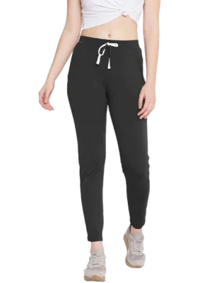 Women Black Solid Track Pants