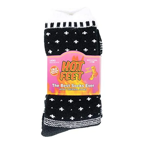 Women's 2 Pack Warm Cozy Thermal Socks - Thick Insulated Crew for Cold Winter Weather, Shoe Size 4-10