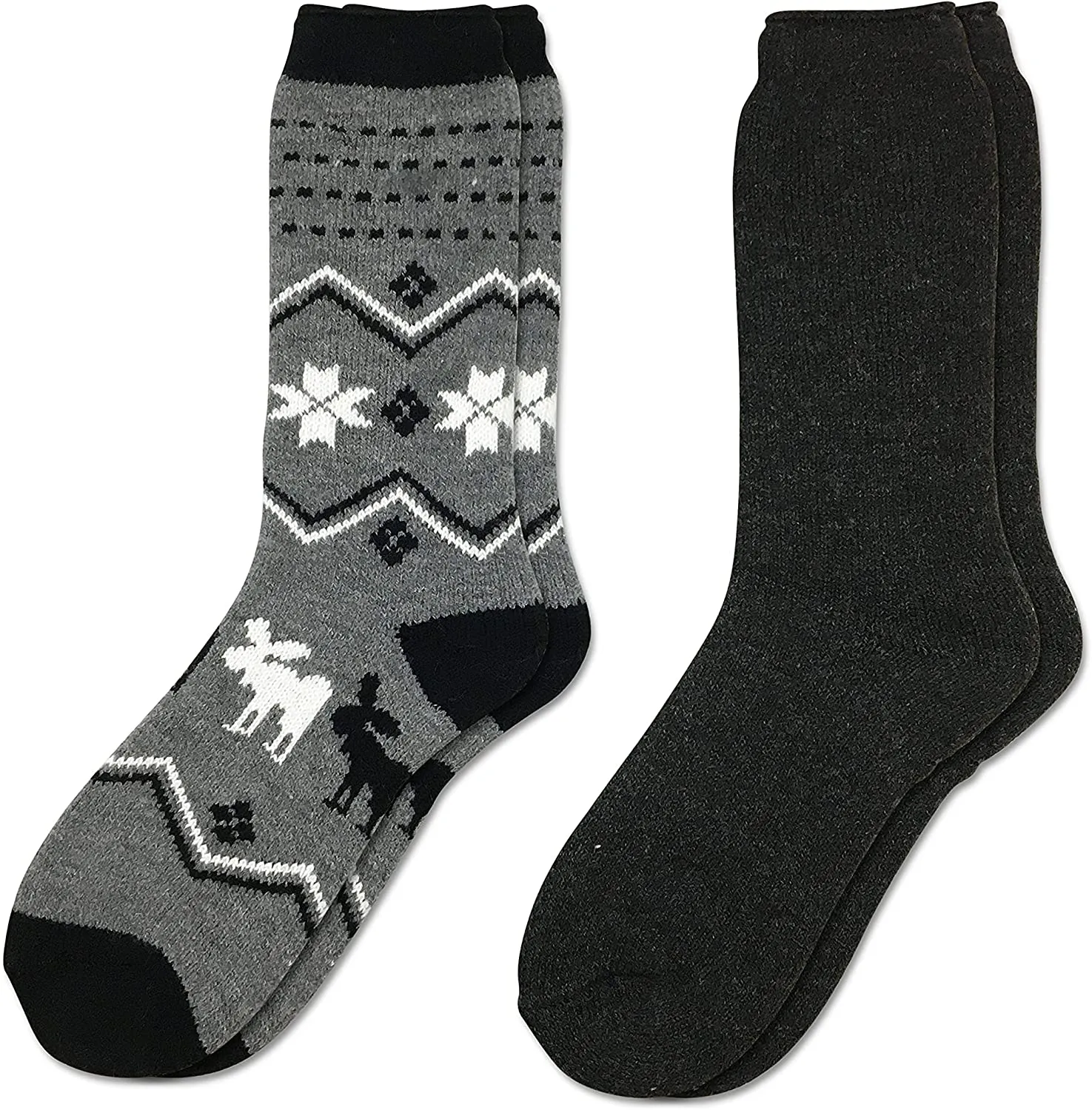 Women's 2 Pack Warm Cozy Thermal Socks - Thick Insulated Crew for Cold Winter Weather, Shoe Size 4-10