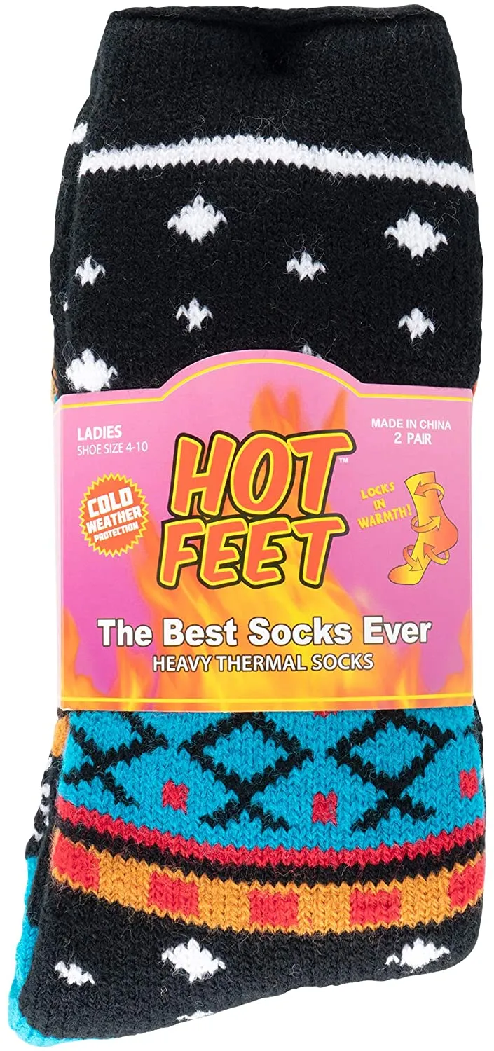 Women's 2 Pack Warm Cozy Thermal Socks - Thick Insulated Crew for Cold Winter Weather, Shoe Size 4-10