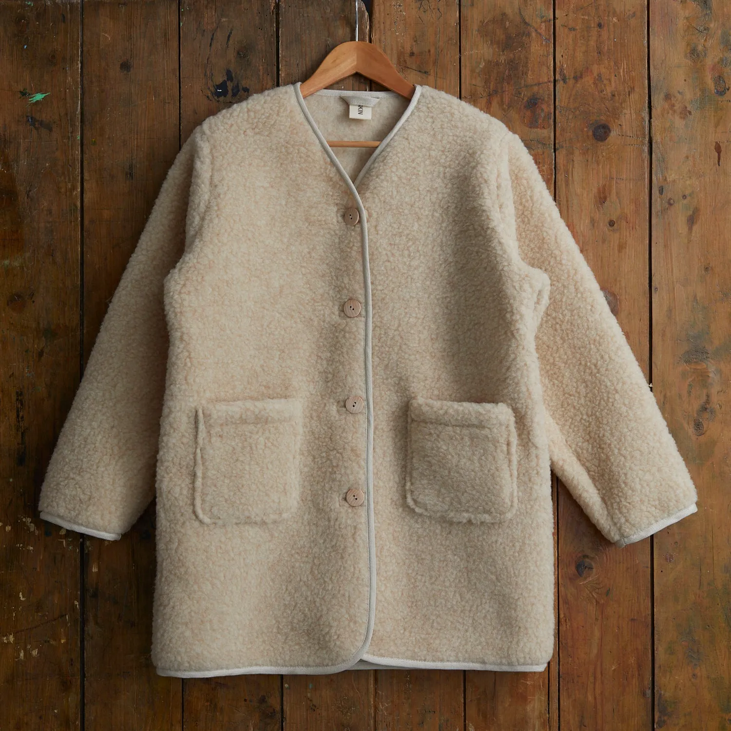 Womens Sika Coat - Wool Teddy Fleece - Oatmeal