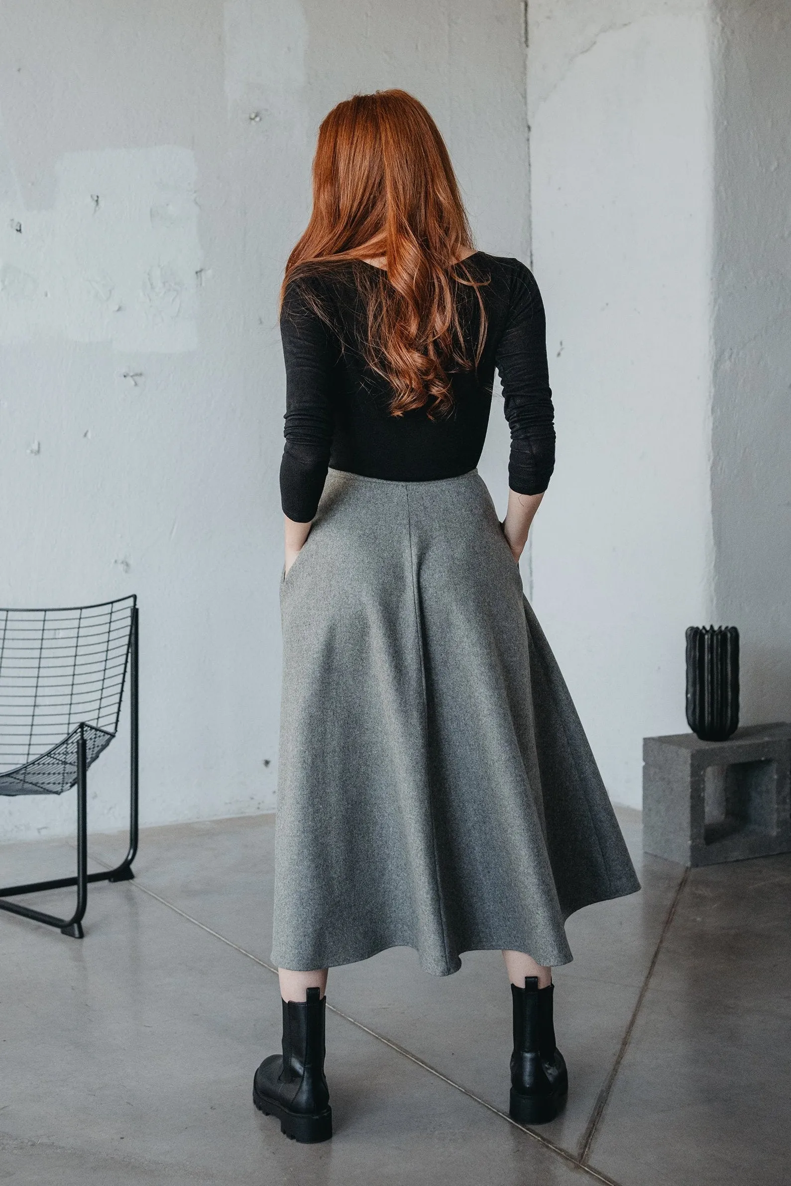 Wool Wrap Maxi Skirt