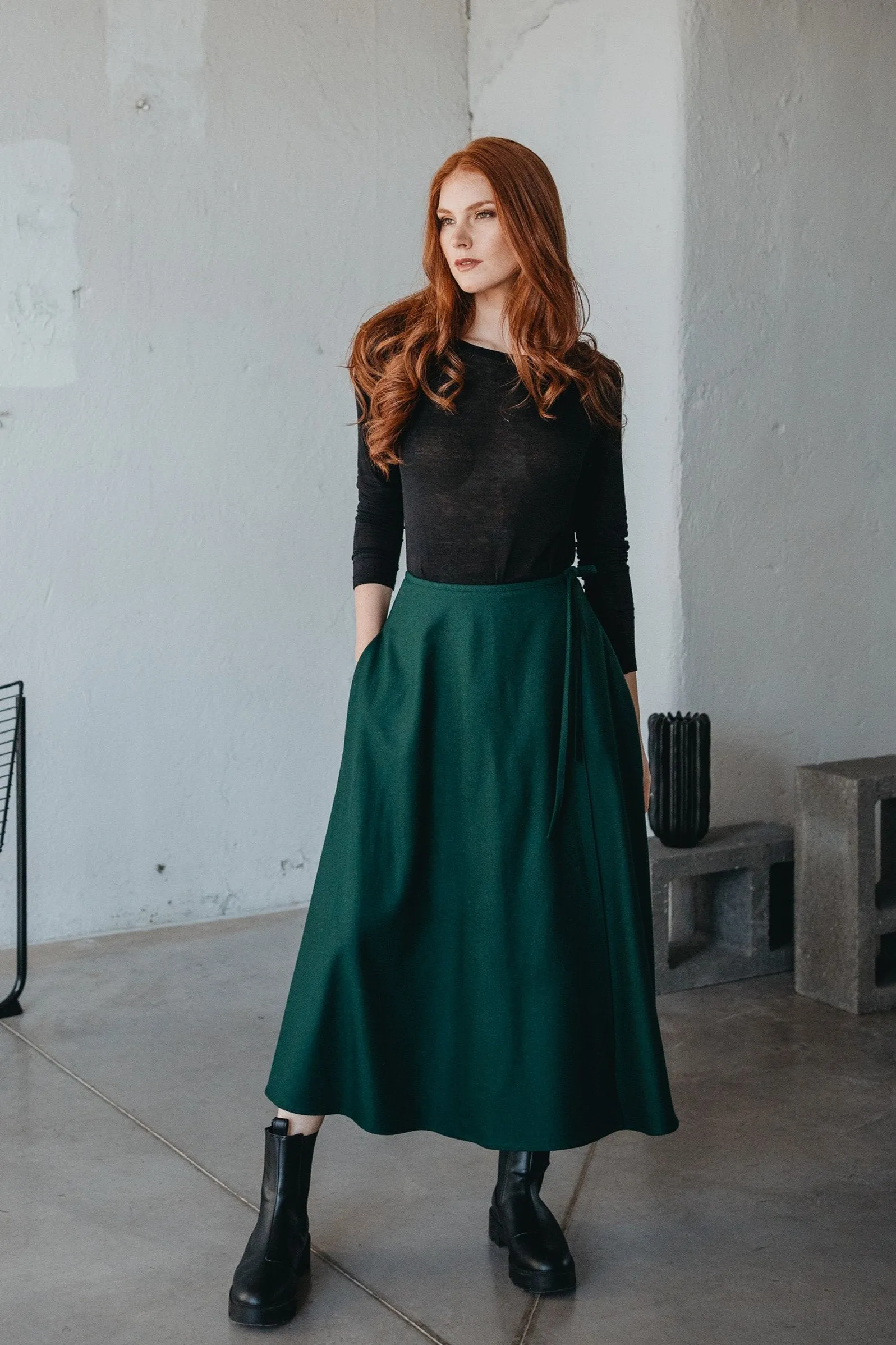 Wool Wrap Maxi Skirt