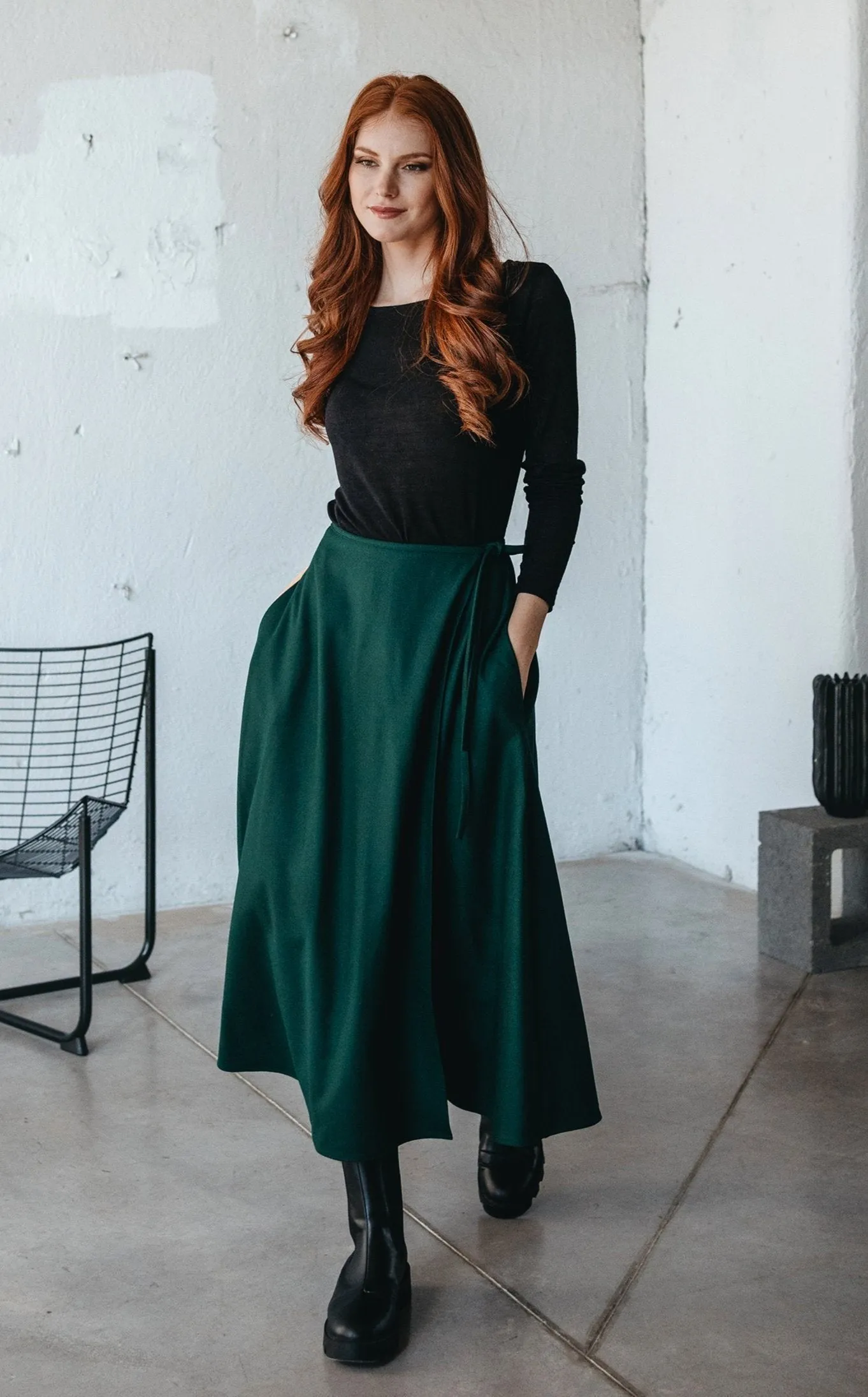 Wool Wrap Maxi Skirt