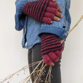 Wren Striped Wool Fingerless Gloves